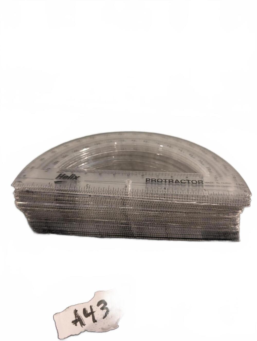 6-Inch Clear Plastic Protractor Lot | Helix and ETA - 180 Degree